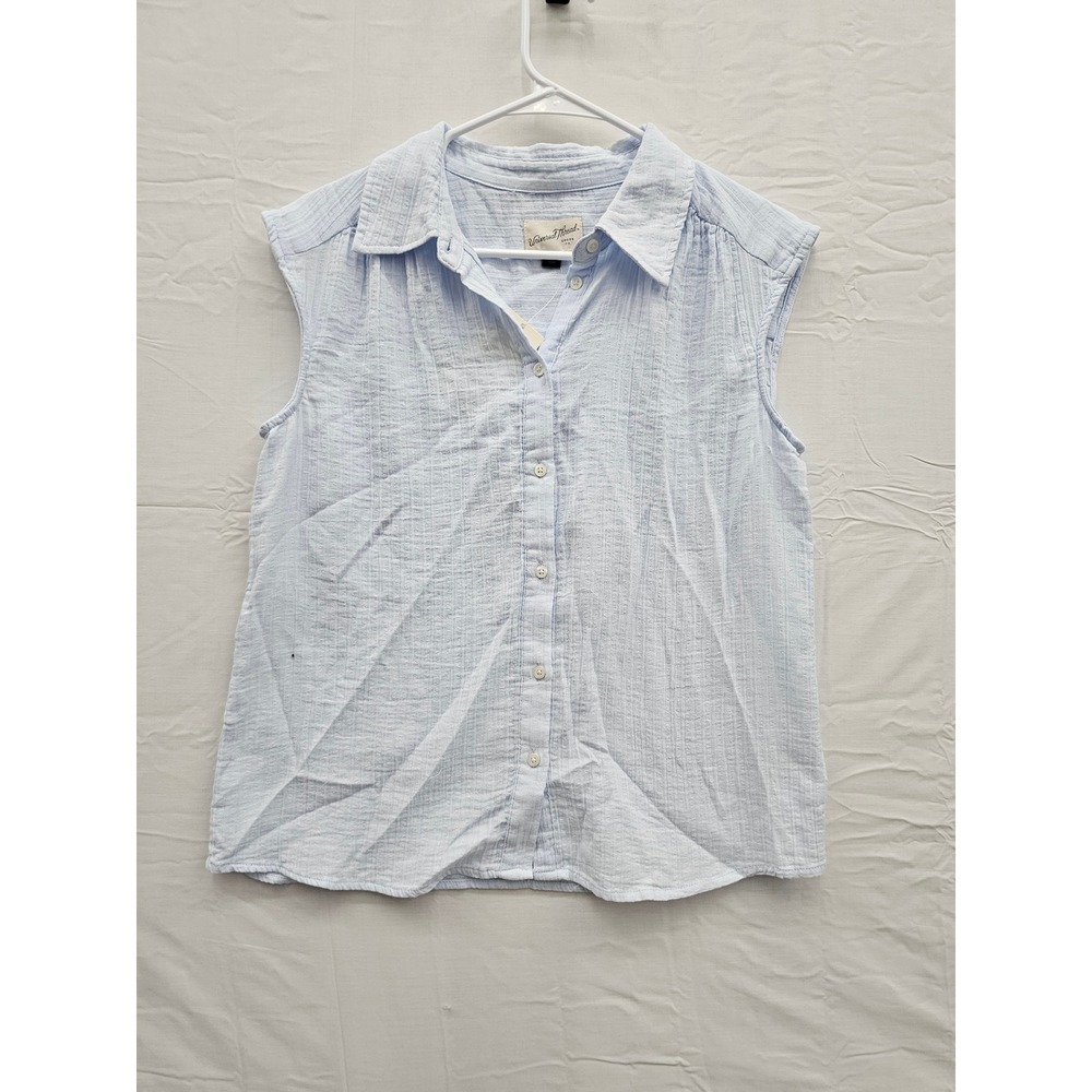 Universal Thread Womens Gauze Sleeveless Top Blue Cotton Casual Size Small
